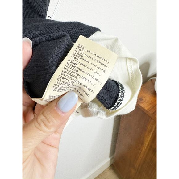 NWT Anthropologie Daily Practice Ariel Tank Short Sleeve Top Black White XL - Picture 10 of 10